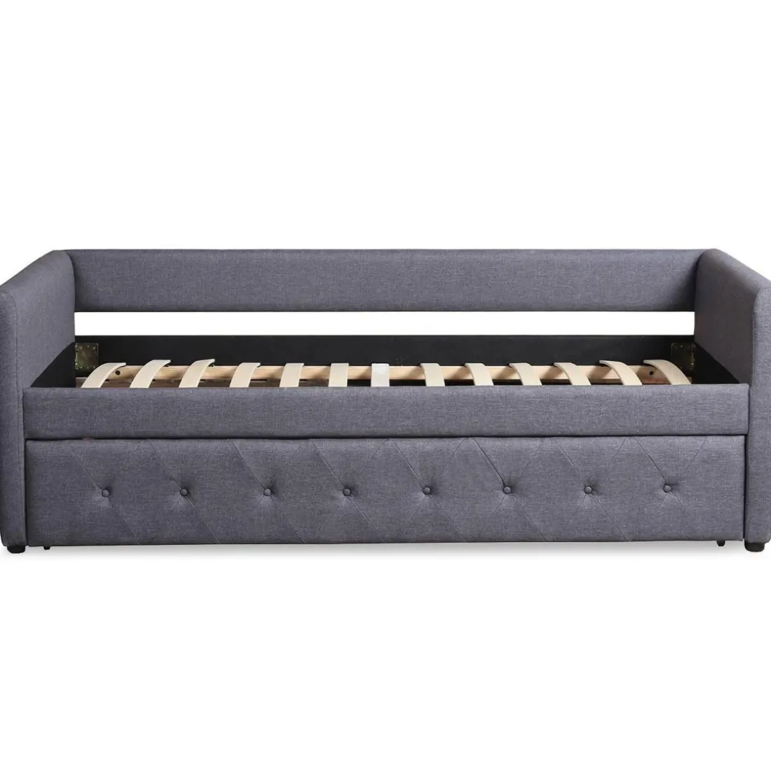 Lit simple gigogne Garry Tissu Gris Foncé