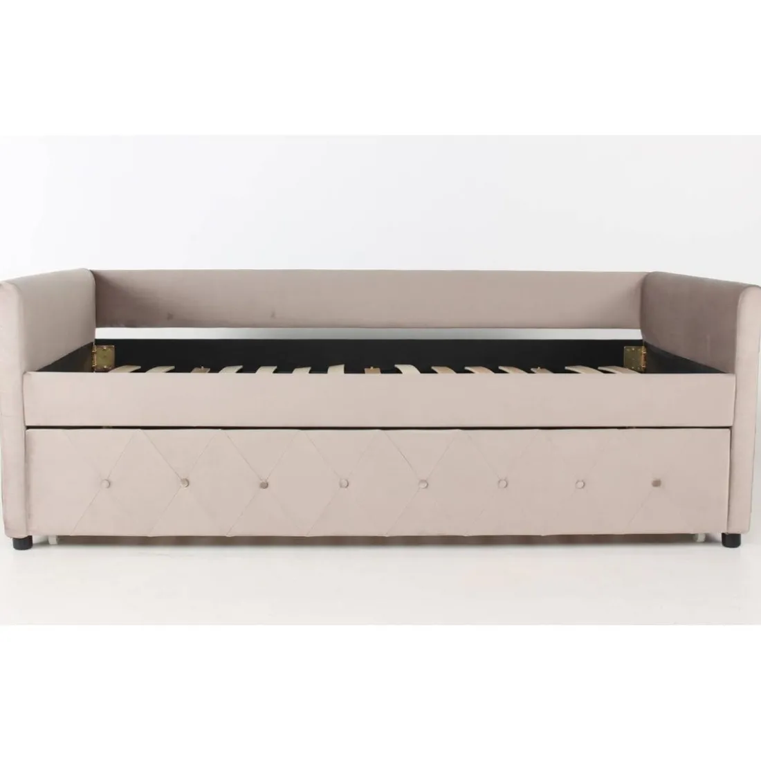 Lit simple gigogne Garry Velours Taupe