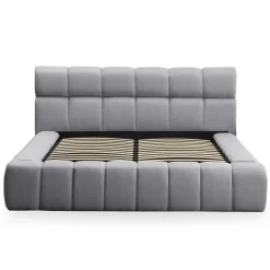 Lit-coffre complet avec rebords matelassés Tissu Gris foncé Challow