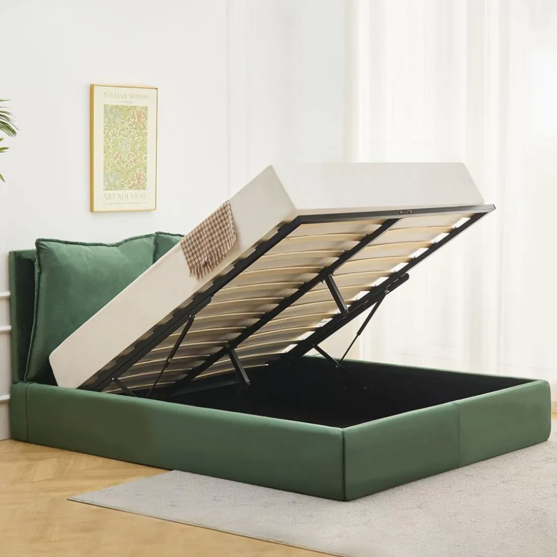 Lit-coffre Coussino sommier relevable Velours