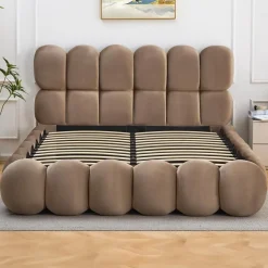 Lit-coffre design boule Bilbola avec sommier relevable Velours