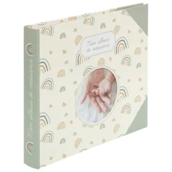 Livre de naissance bébé, carton, vert, 24x27 cm