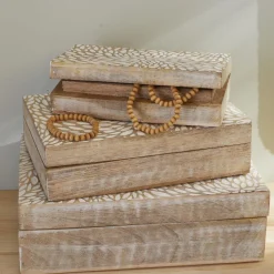 Lot 3 Boites rectangulaires en bois de manguier FACTORY