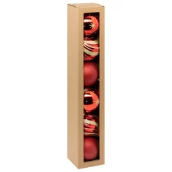 Lot 6 boules déco rouge et or