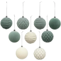 Lot 9 boules Vert déco