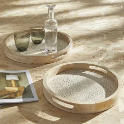 Lot 2 Plateaux arrondis en bois de manguier FACTORY