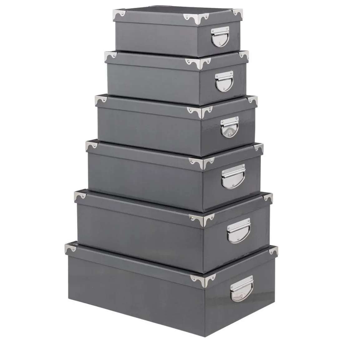 Lot de 6 boîtes coin métal gris
