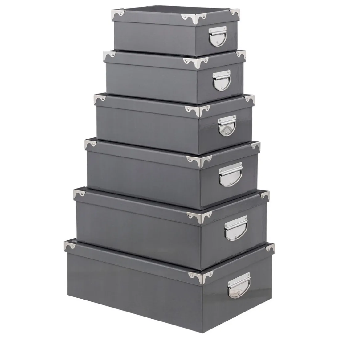 Lot de 6 boîtes coin métal gris