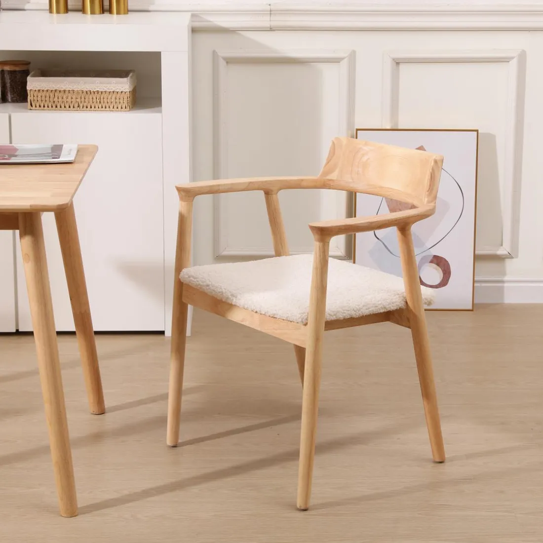 Lot de 2 Chaises de Salle a Manger Scandinave en Bois Massif CORDOBA - Blanc