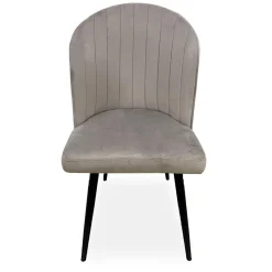 Lot de 2 chaises matelassées coutures verticales Louvenda Velours Taupe