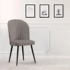 Lot de 2 chaises matelassées coutures verticales Louvenda Velours Taupe