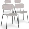 Lot de 4 chaises modernes Stellair Tissu Beige
