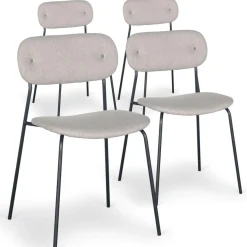 Lot de 4 chaises modernes Stellair Tissu Beige