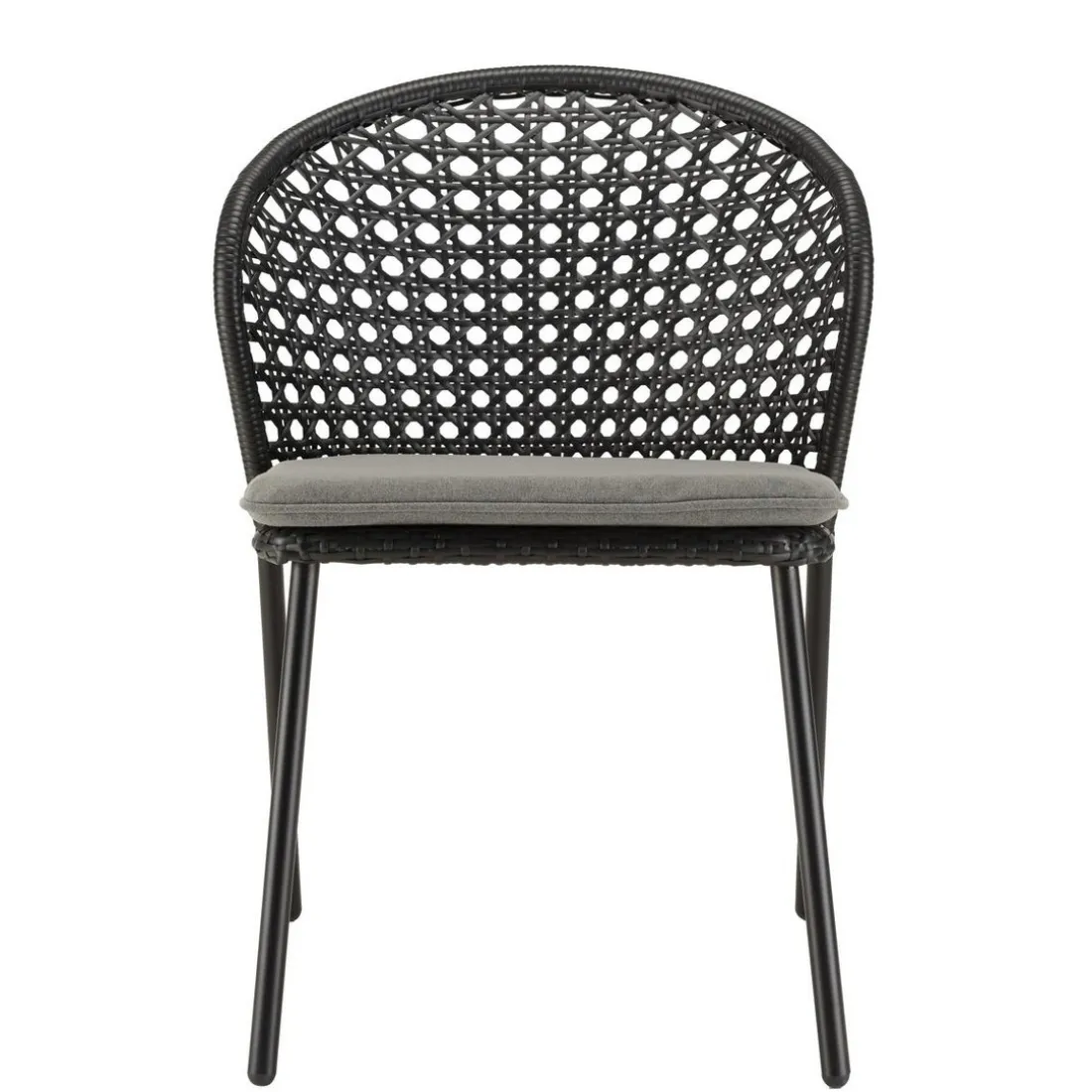 Lot de 2 chaises rotin synthétique noir dossier arrondi ajouré MALO