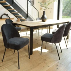 Lot de 2 chaises tissu noir pieds acier noir ULYSSE