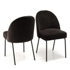 Lot de 2 chaises tissu noir pieds acier noir ULYSSE