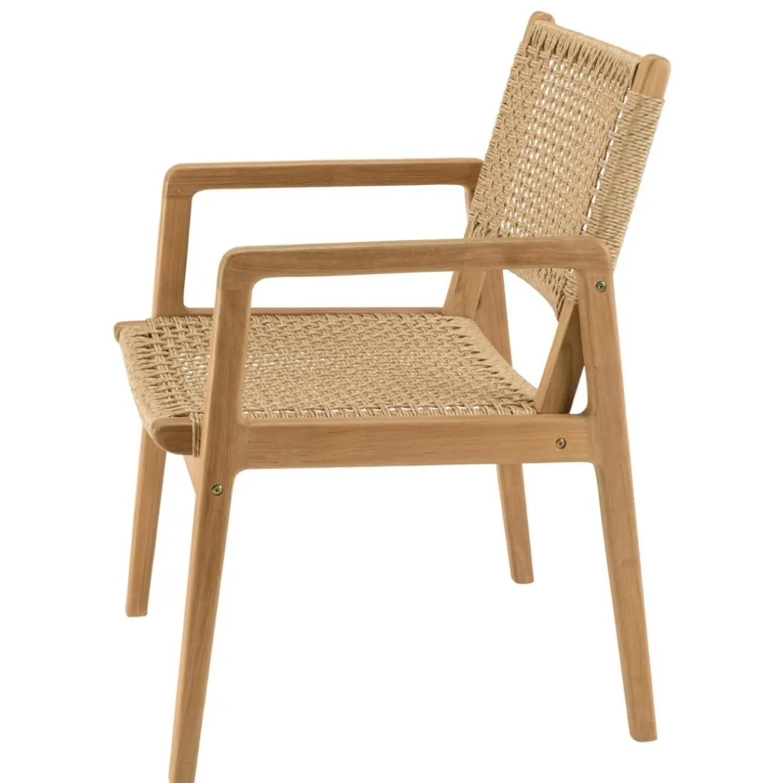Lot de 2 fauteuils jardin teck naturel rotin synthétique beige VALERIA