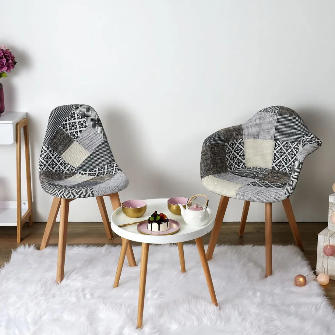 Lot de 2 Fauteuils Patchwork Gris