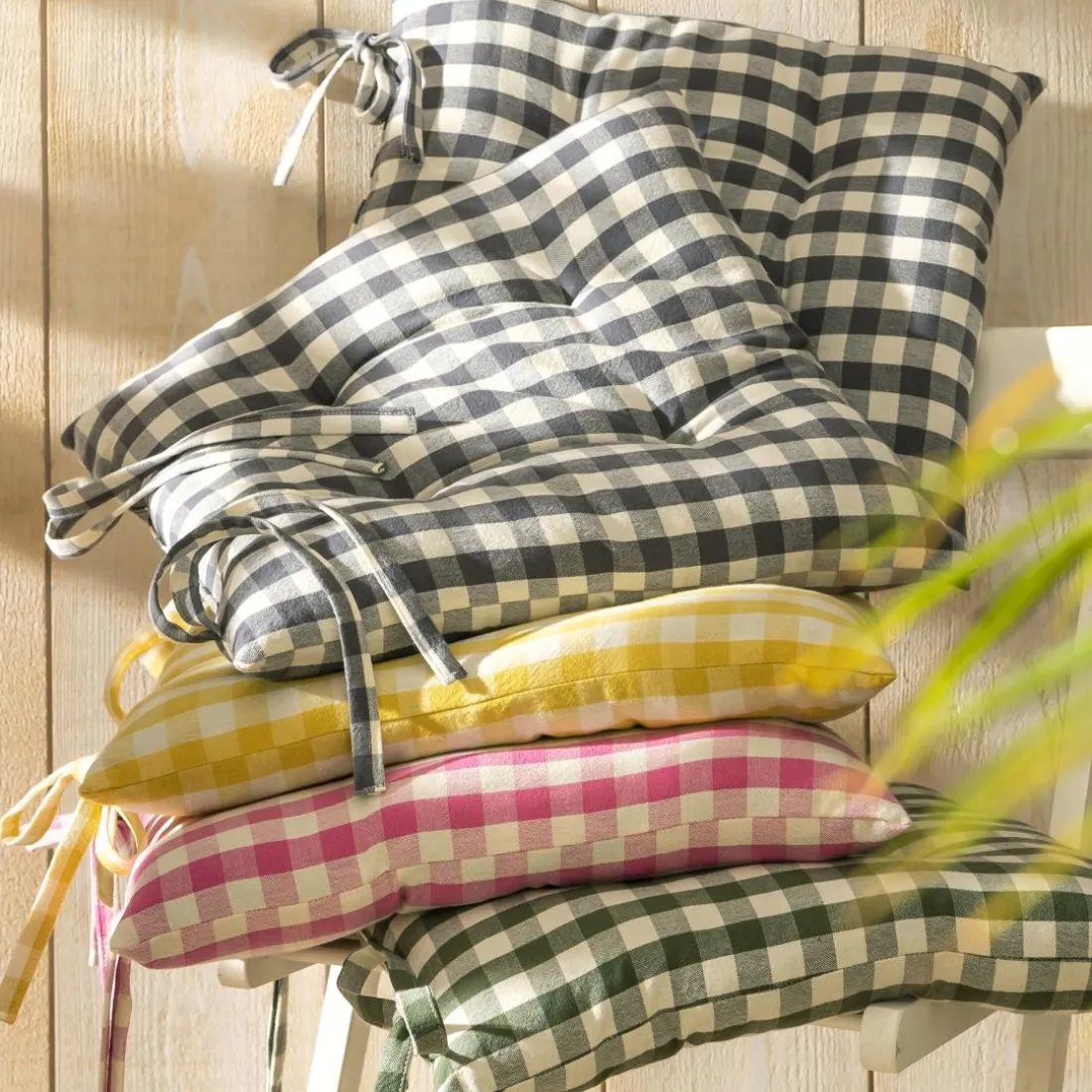 Lot de 2 Galettes de chaise VICHY jaune