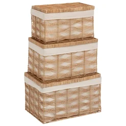 Lot de 3 malles en rotin