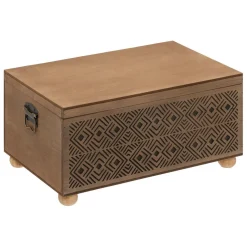 Lot de 2 malles Gravées en Bois Pan Marron