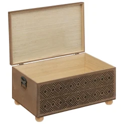 Lot de 2 malles Gravées en Bois Pan Marron