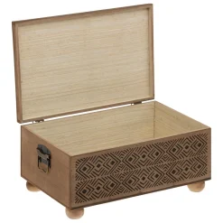 Lot de 2 malles Gravées en Bois Pan Marron
