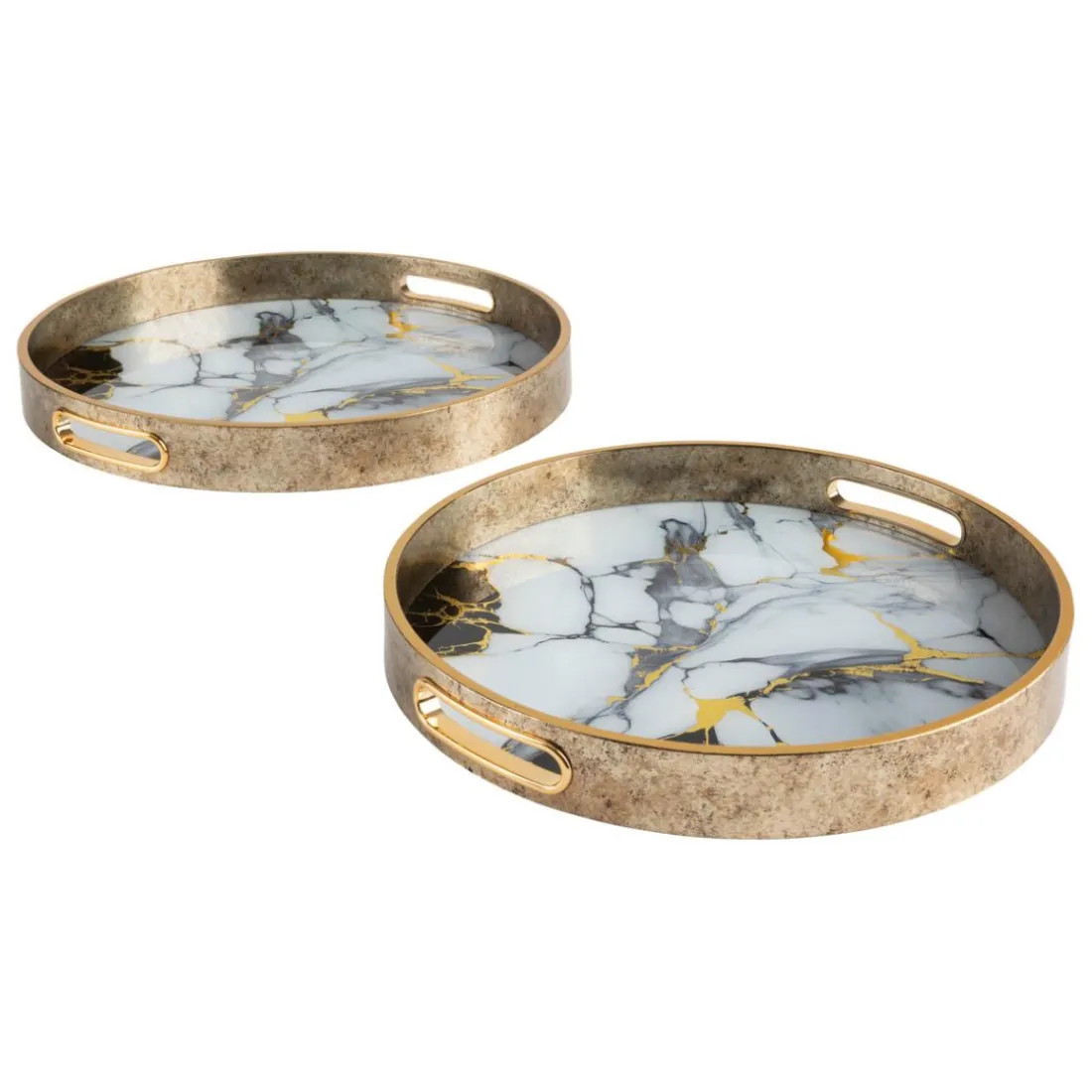 Lot de 2 plateaux Inaya Doré