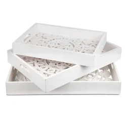 Lot de 3 plateaux style oriental avec moulures blanc
