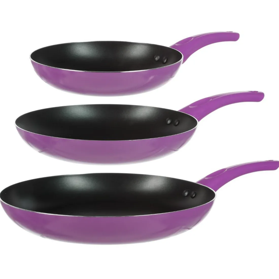 Lot de 3 poêles en aluminium noir