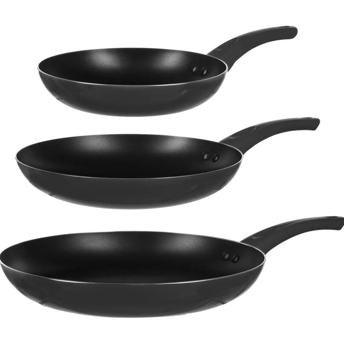 Lot de 3 poêles en aluminium noir