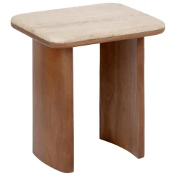 Lot de 2 tables basses Jivan Travertin Bois