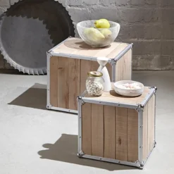 lot de 2 tables d'appoint caisses
