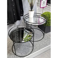 lot de 2 tables d'appoint en tube d'acier laqué noir