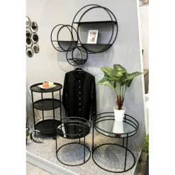 lot de 2 tables d'appoint en tube d'acier laqué noir