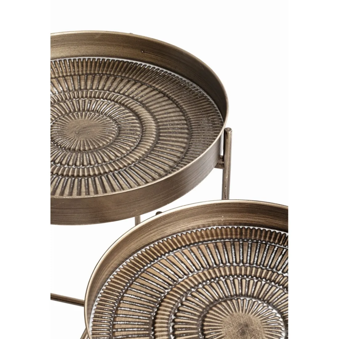 Lot de 2 tables d'appoint en tube d'acier laqué or
