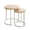 Lot de 2 tables d'appoint en métal gris plateau décor chêne