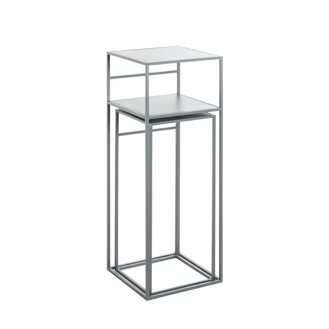 Lot de 2 tables d'appoint en métal gris
