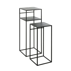 Lot de 2 tables d'appoint métal laqué noir