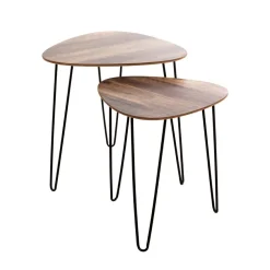 Lot de 2 tables d'appoint noir en métal laqué