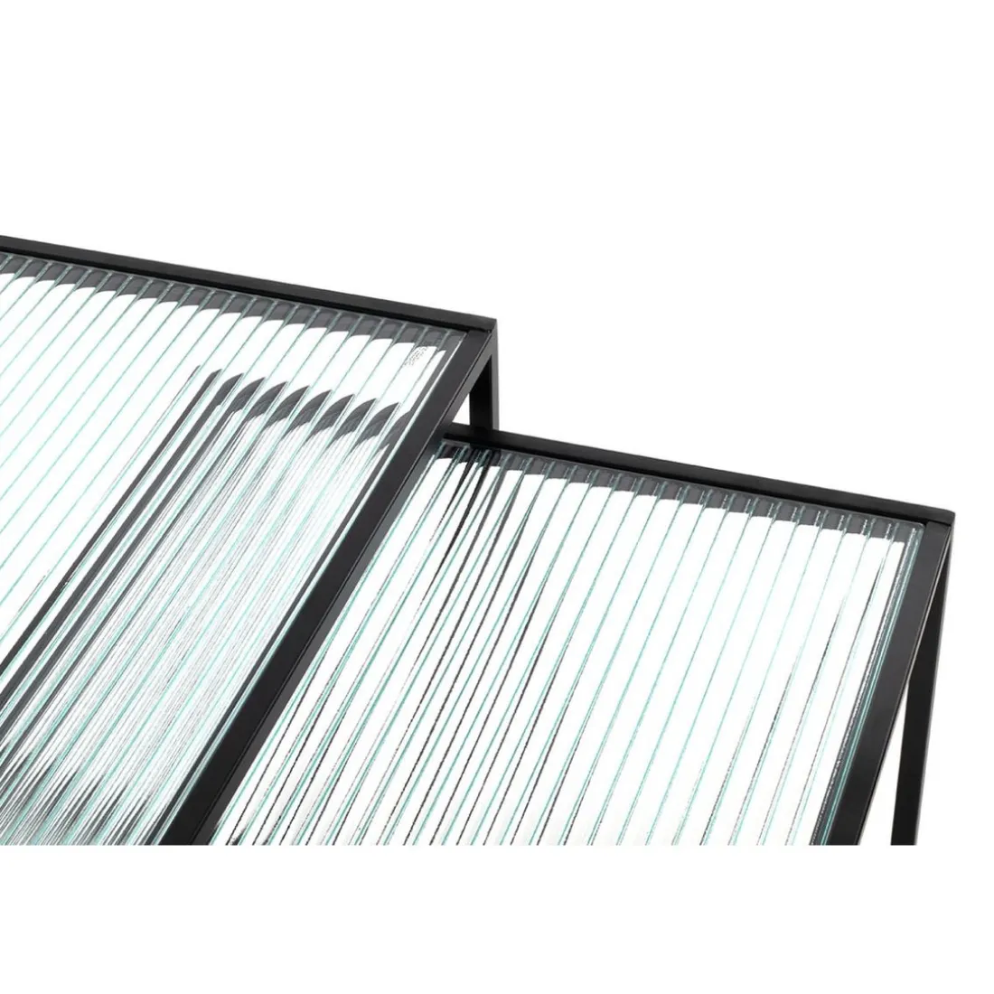Lot de 2 tables d'appoint plateau verre trempé