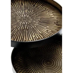 Lot de 2 tables d'appoint plateau métal cuivre