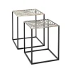 lot de 2 tables d'appoint plateau carré avec structure en tube d'acier