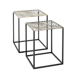 lot de 2 tables d'appoint plateau carré avec structure en tube d'acier