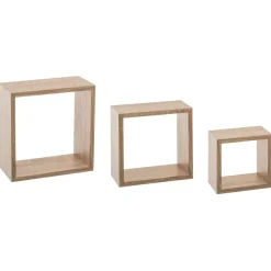 Lot de 3 étagères murales cubes chêne naturel