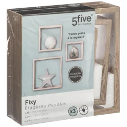 Lot de 3 étagères murales cubes chêne naturel