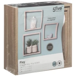 Lot de 3 étagères murales cube chêne naturel