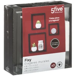 Lot de 3 étagères murales cubes noires