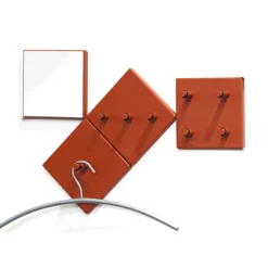 lot de patères murales métal époxy rouge et miroir