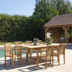 Lot n°151 Salon de jardin en teck 8/10 personnes FUN